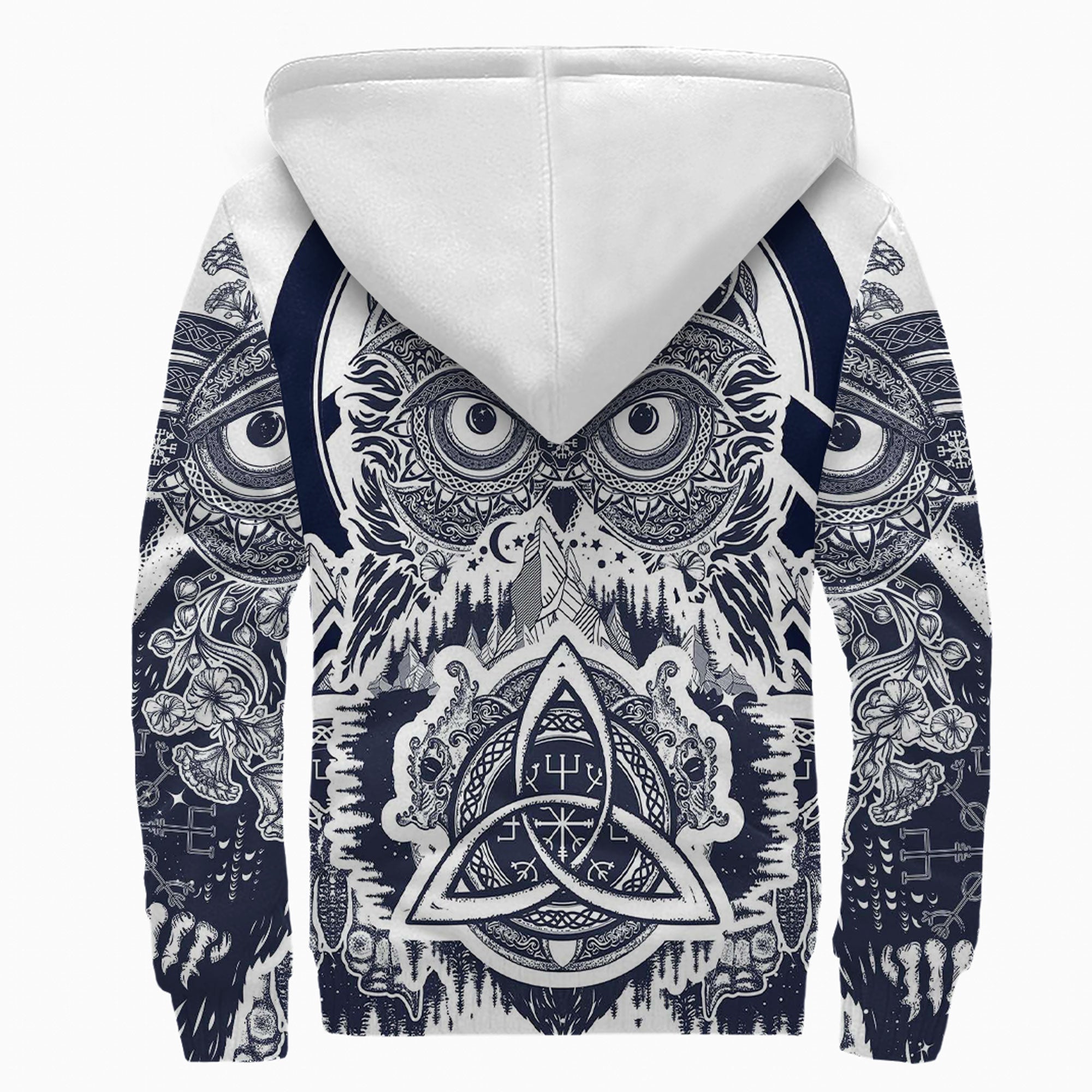 Viking Sherpa Hoodie Owl Celtic