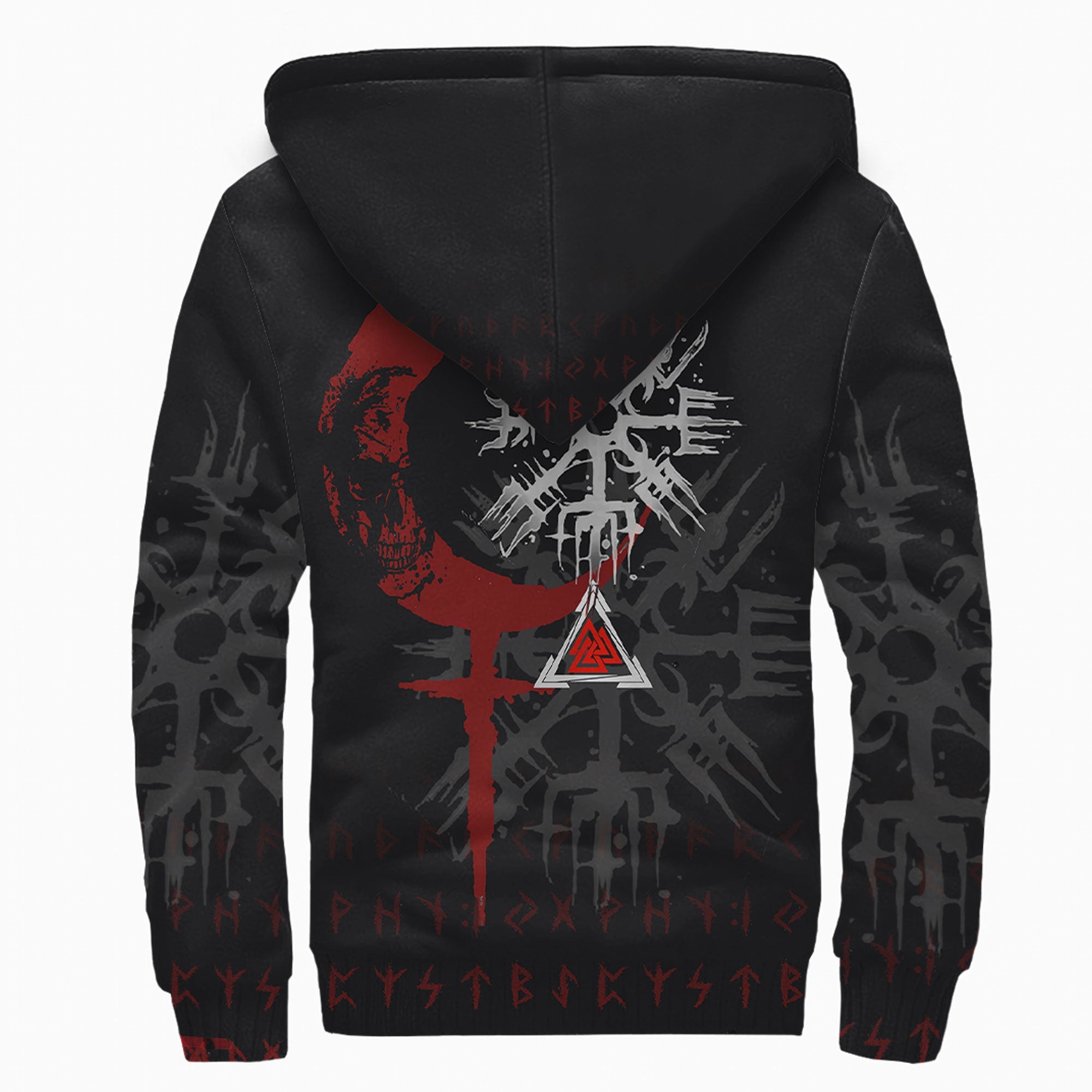 Viking Sherpa Hoodie Owl Skull Blood Style