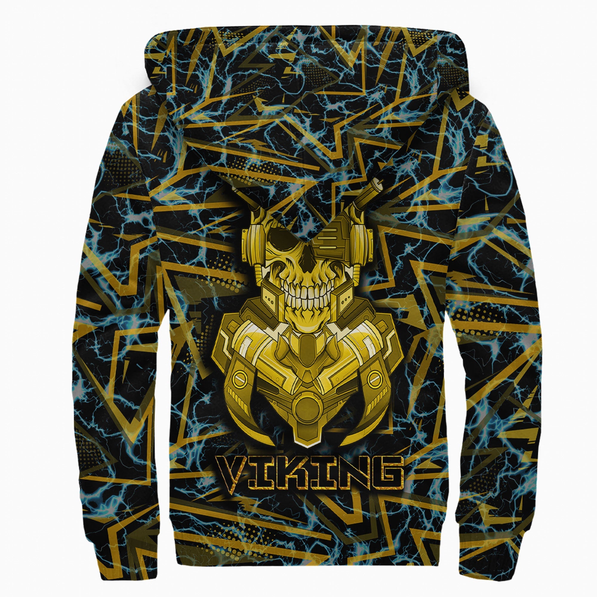 Viking Sherpa Hoodie 3D Robo Warrior Gold