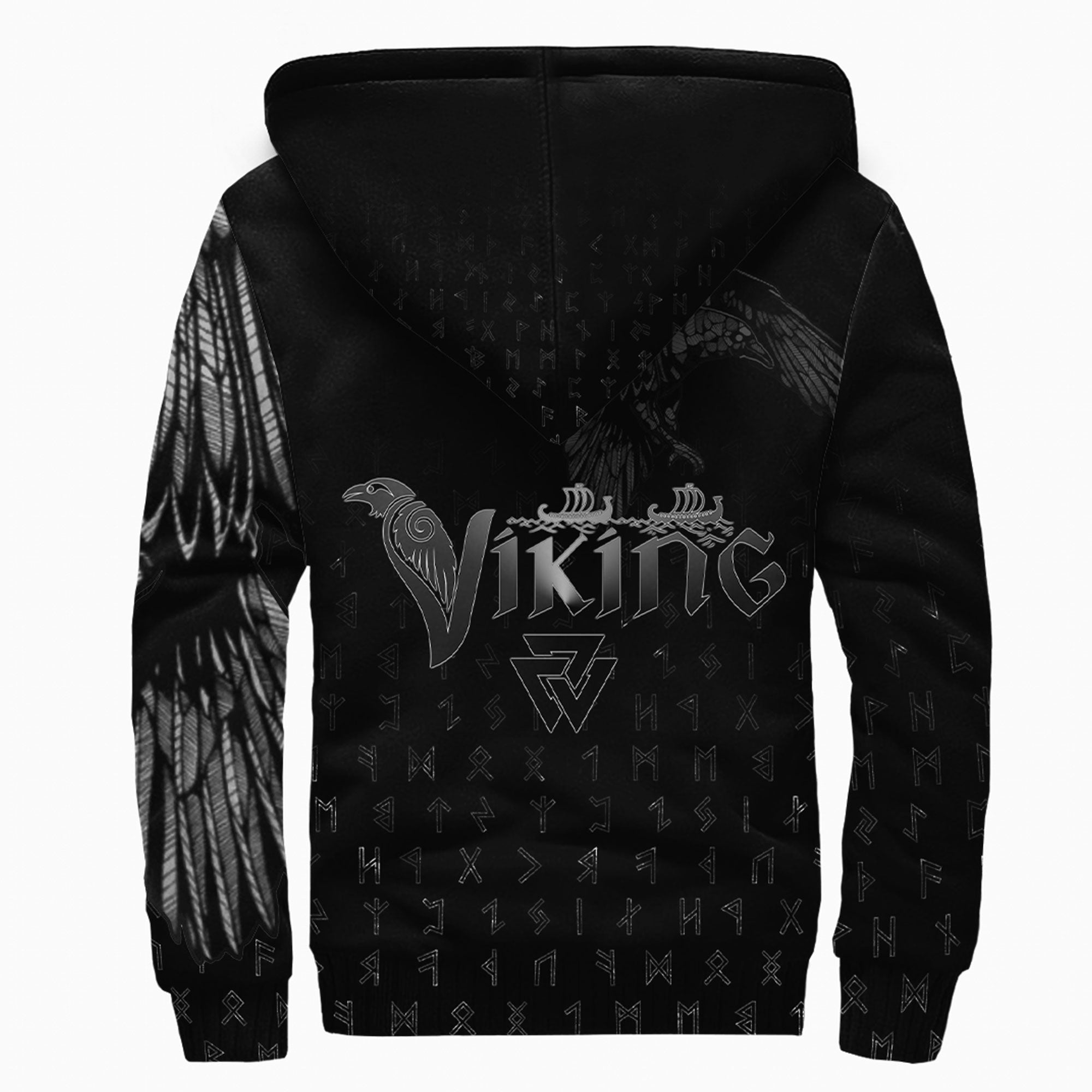 Viking Sherpa Hoodie Raven Helm of Awe