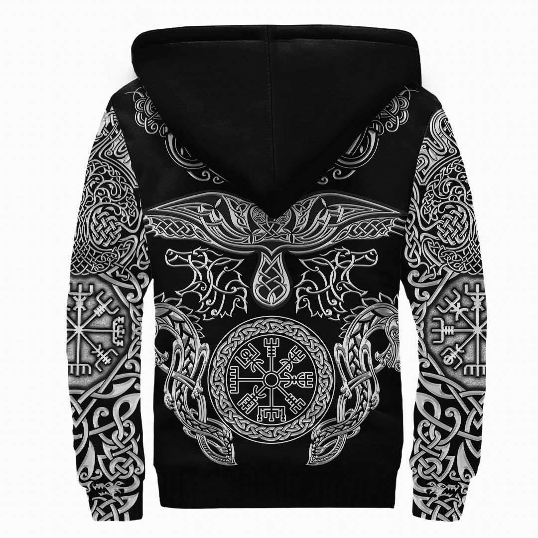 Viking Sherpa Hoodie Raven And Wolf