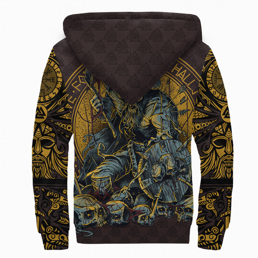 Viking Sherpa Hoodie Warrior Shield Skull