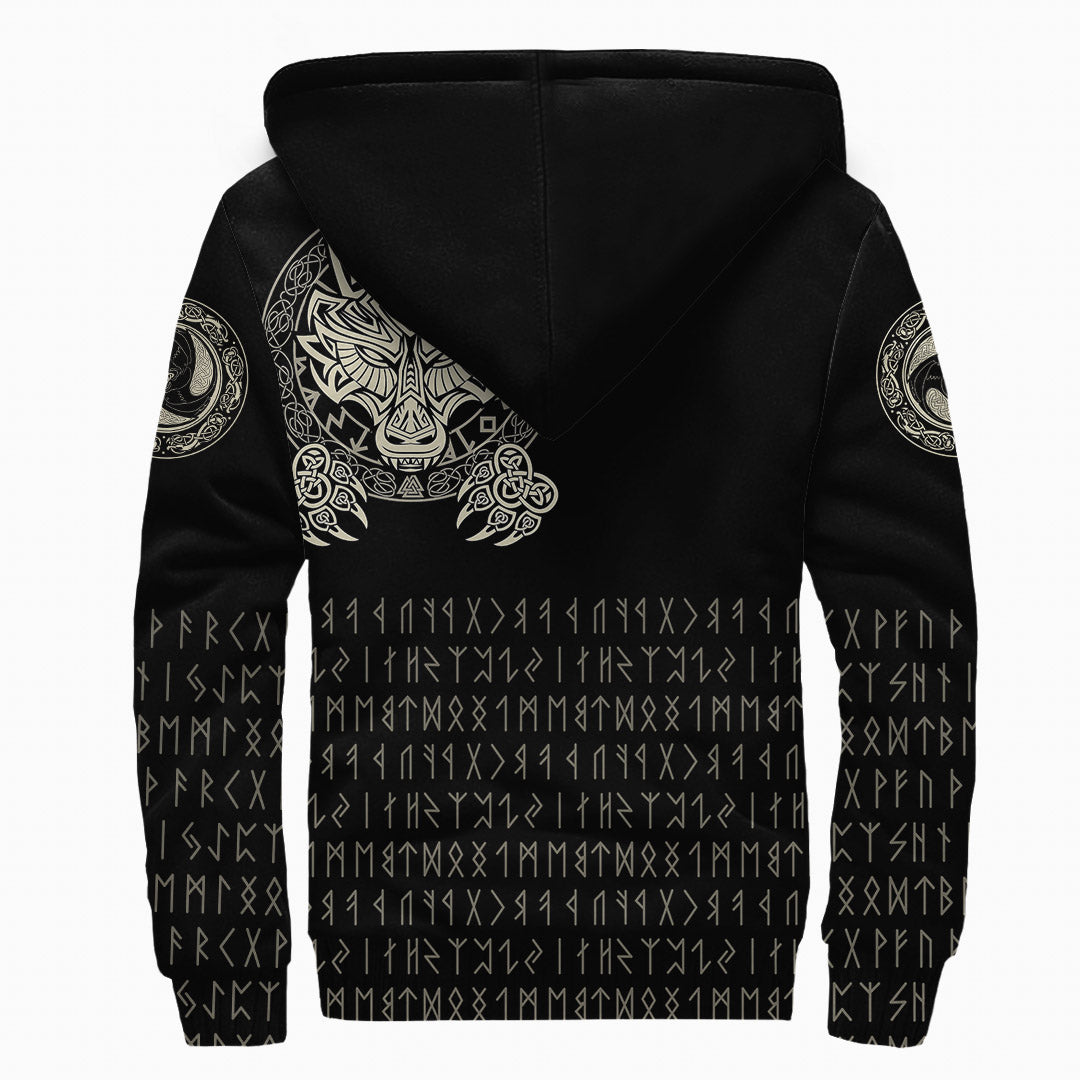 Viking Sherpa Hoodie Nordic Wolves