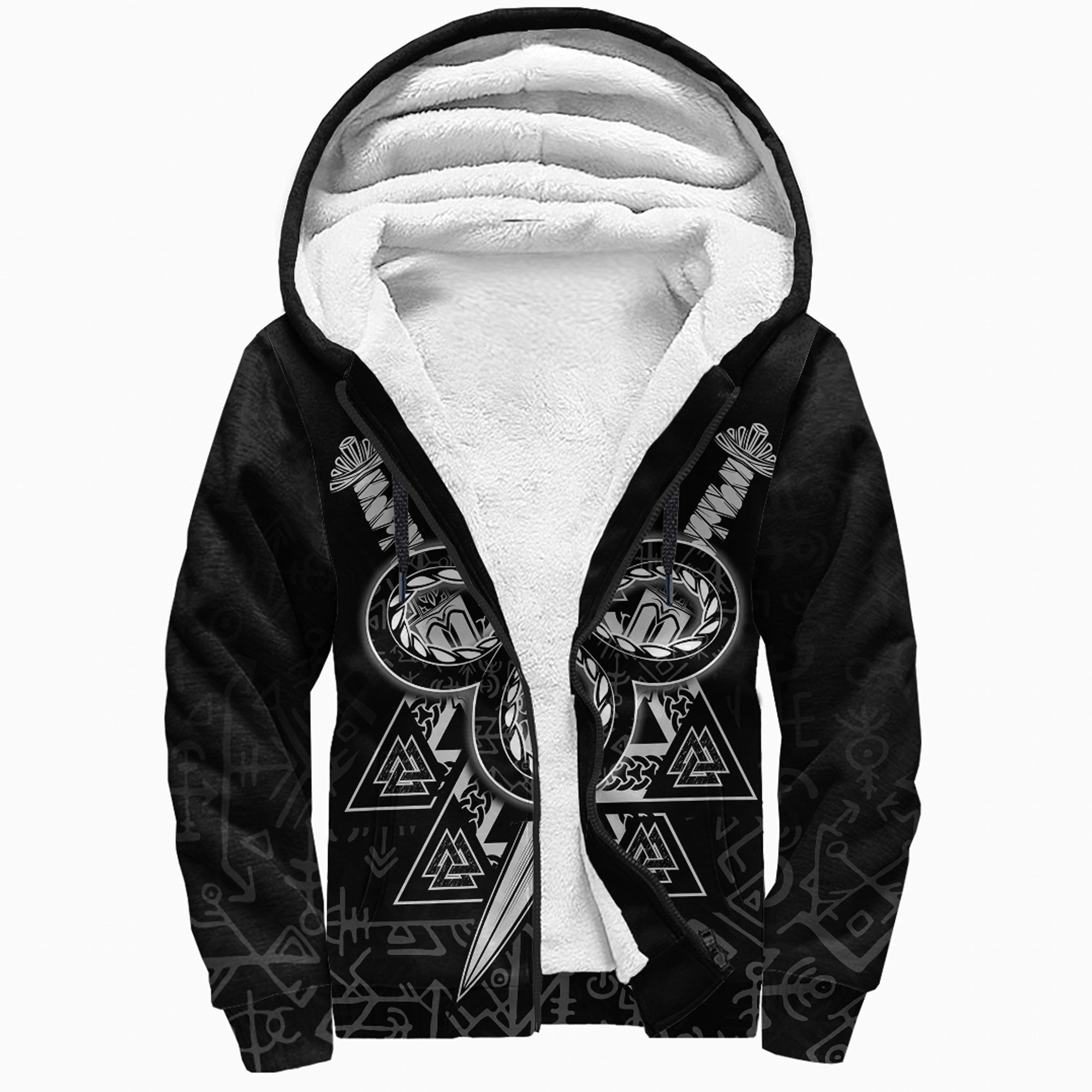 Viking Sherpa Hoodie Jörmungandr and Valknut