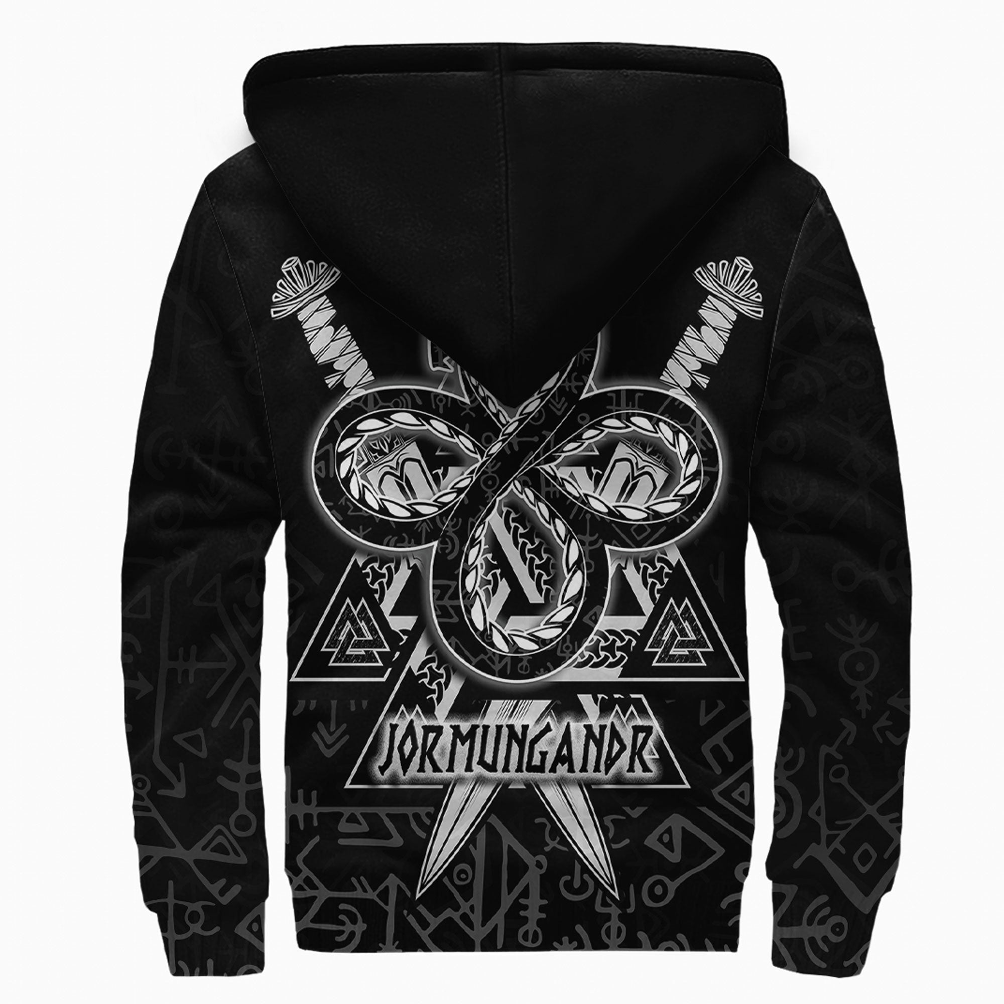 Viking Sherpa Hoodie Jörmungandr and Valknut