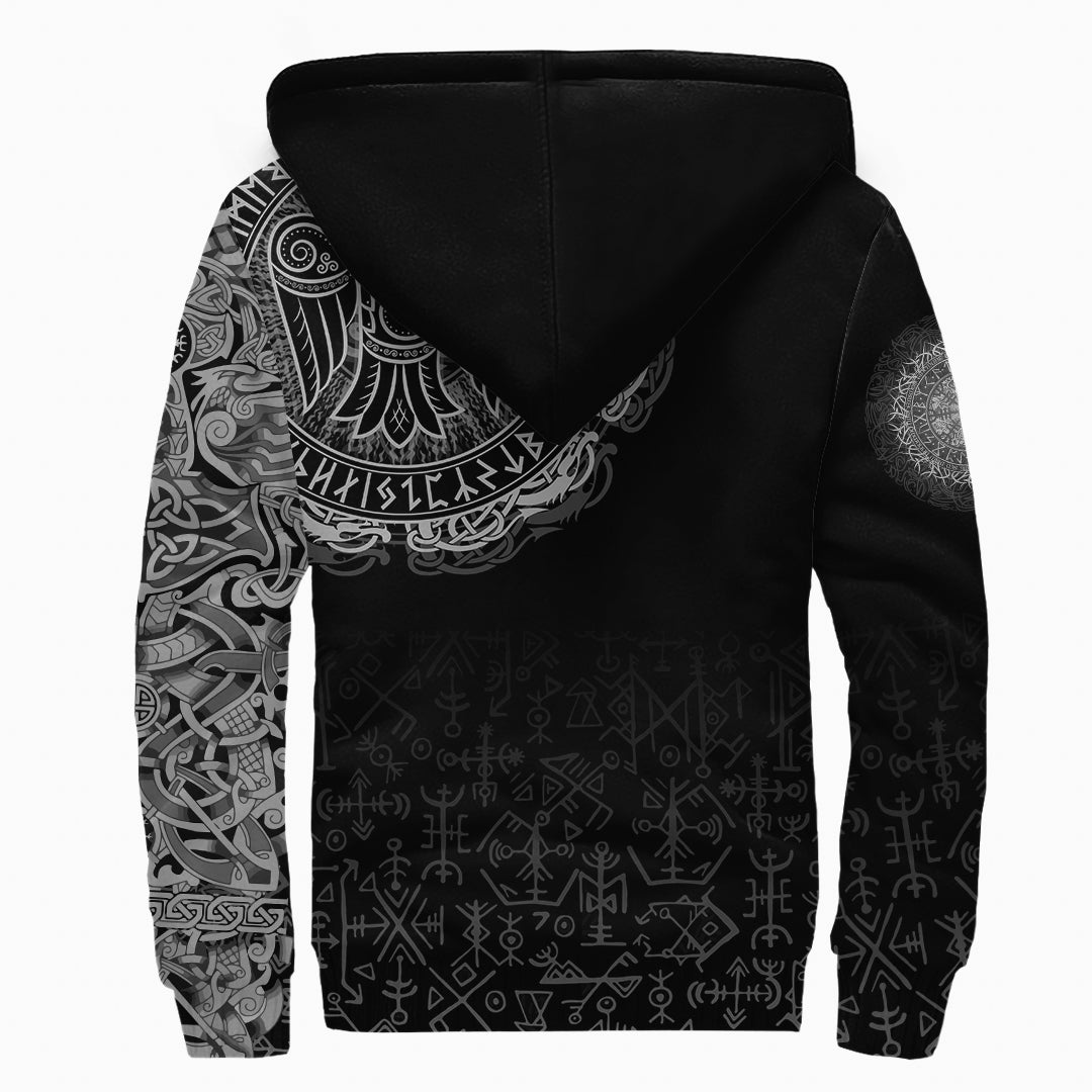 Viking Sherpa Hoodie Celtic Raven Tattoo