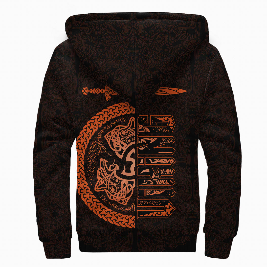 Viking Sherpa Hoodie Fierce Wolf Totemic Animal