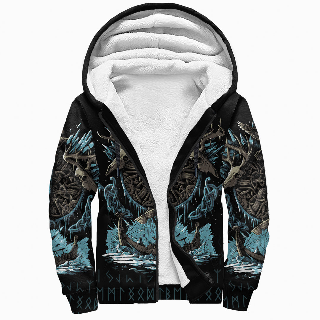 Viking Sherpa Hoodie Isaz Rune