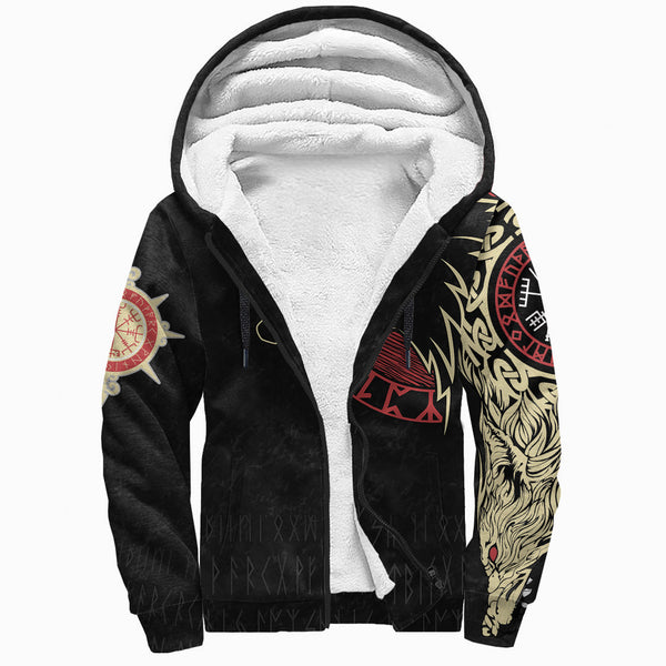 Viking Sherpa Hoodie Norse Wolf