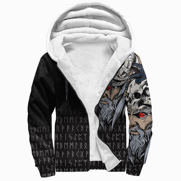 Viking Sherpa Hoodie Odin Raven