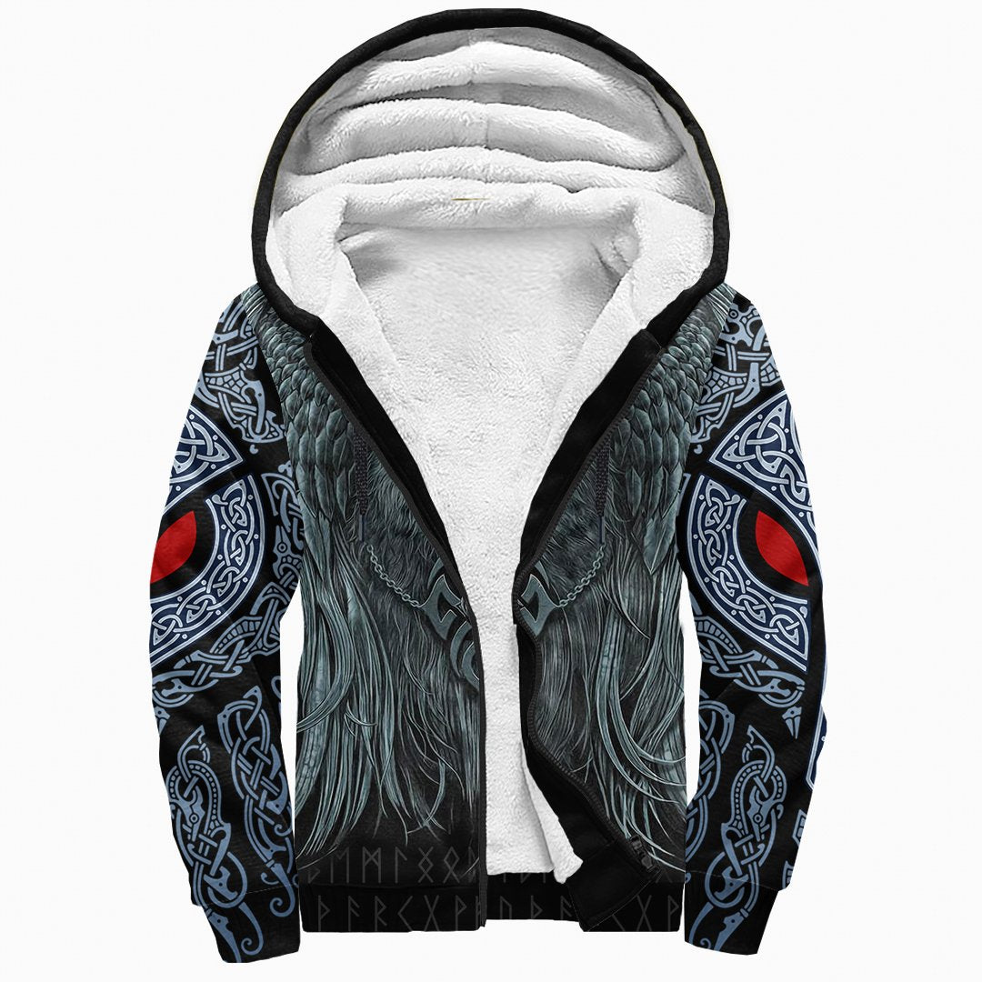 Viking Sherpa Hoodie Spiral Wolf Spirit