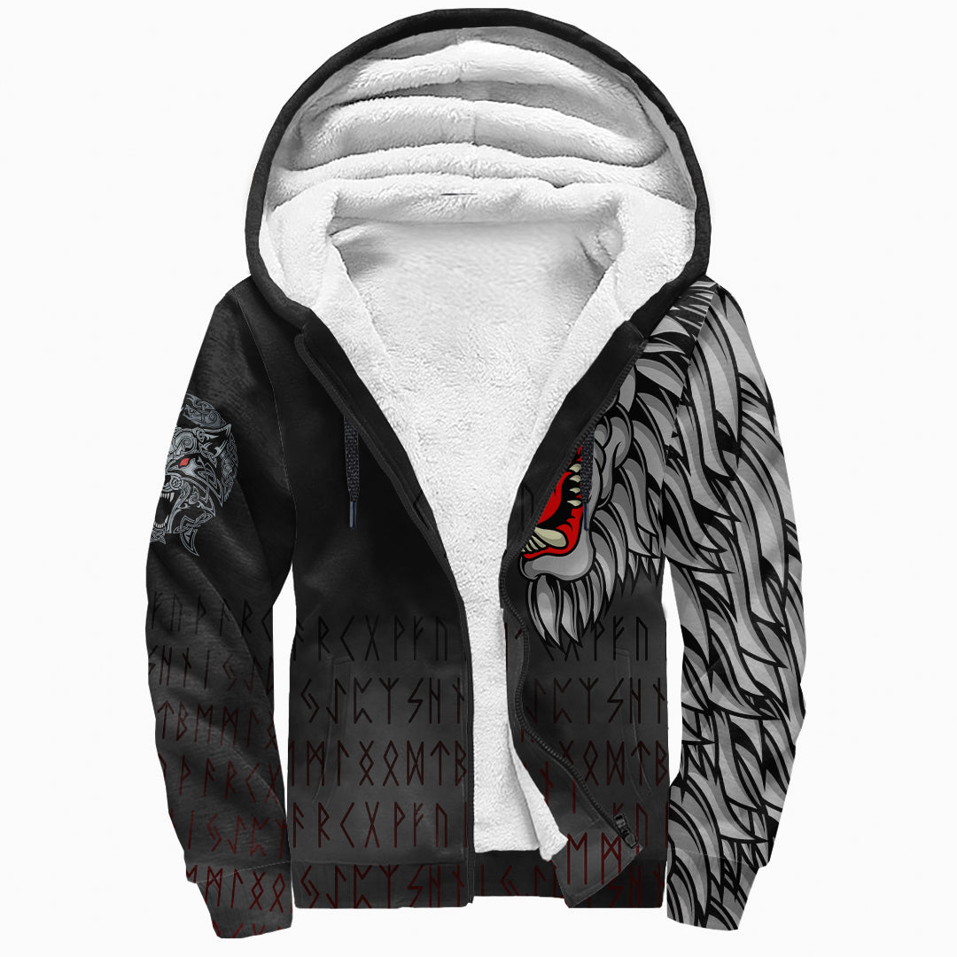 Viking Sherpa Hoodie Killer Wolf Tattoo