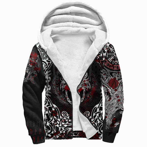 Viking Sherpa Hoodie Fenrir Blood 3D