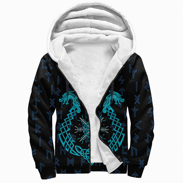 Viking Sherpa Hoodie Aegishjalmur Helm Of Awe Blue Edition