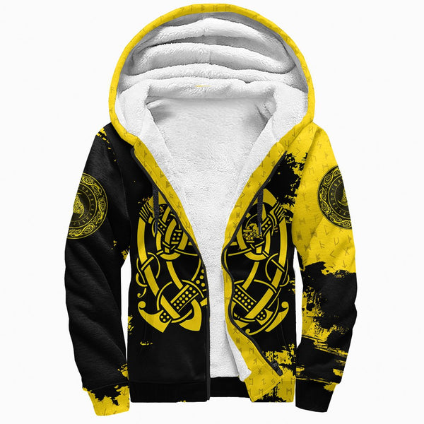 Viking Sherpa Hoodie Loki Bound Triskele Rune Gold