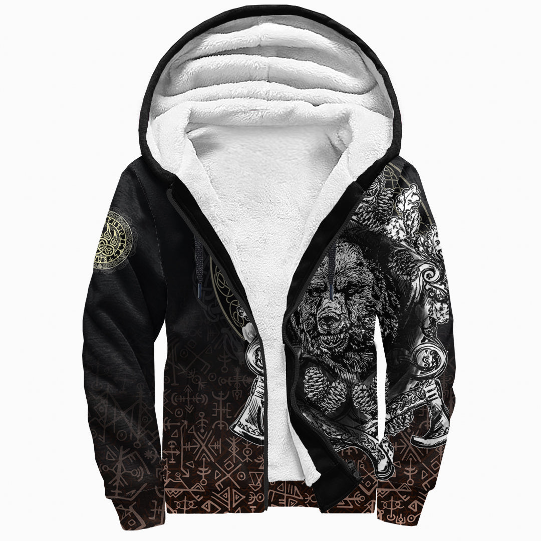 Viking Sherpa Hoodie Bear Claws and Hammer