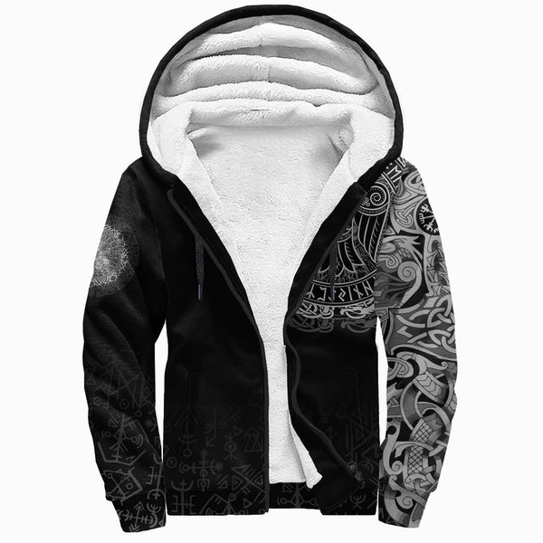 Viking Sherpa Hoodie Celtic Raven Tattoo