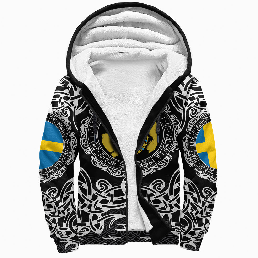 Viking Sherpa Hoodie Sweden Pattern