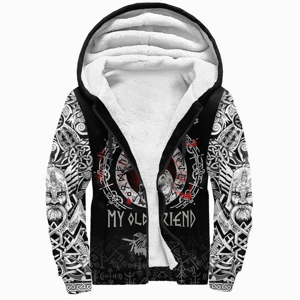 Viking Sherpa Hoodie Raven And Skull