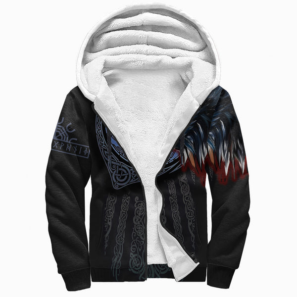 Viking Sherpa Hoodie Fenrir Wolf 3D