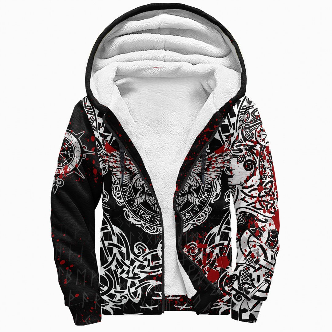 Viking Sherpa Hoodie Raven Blood