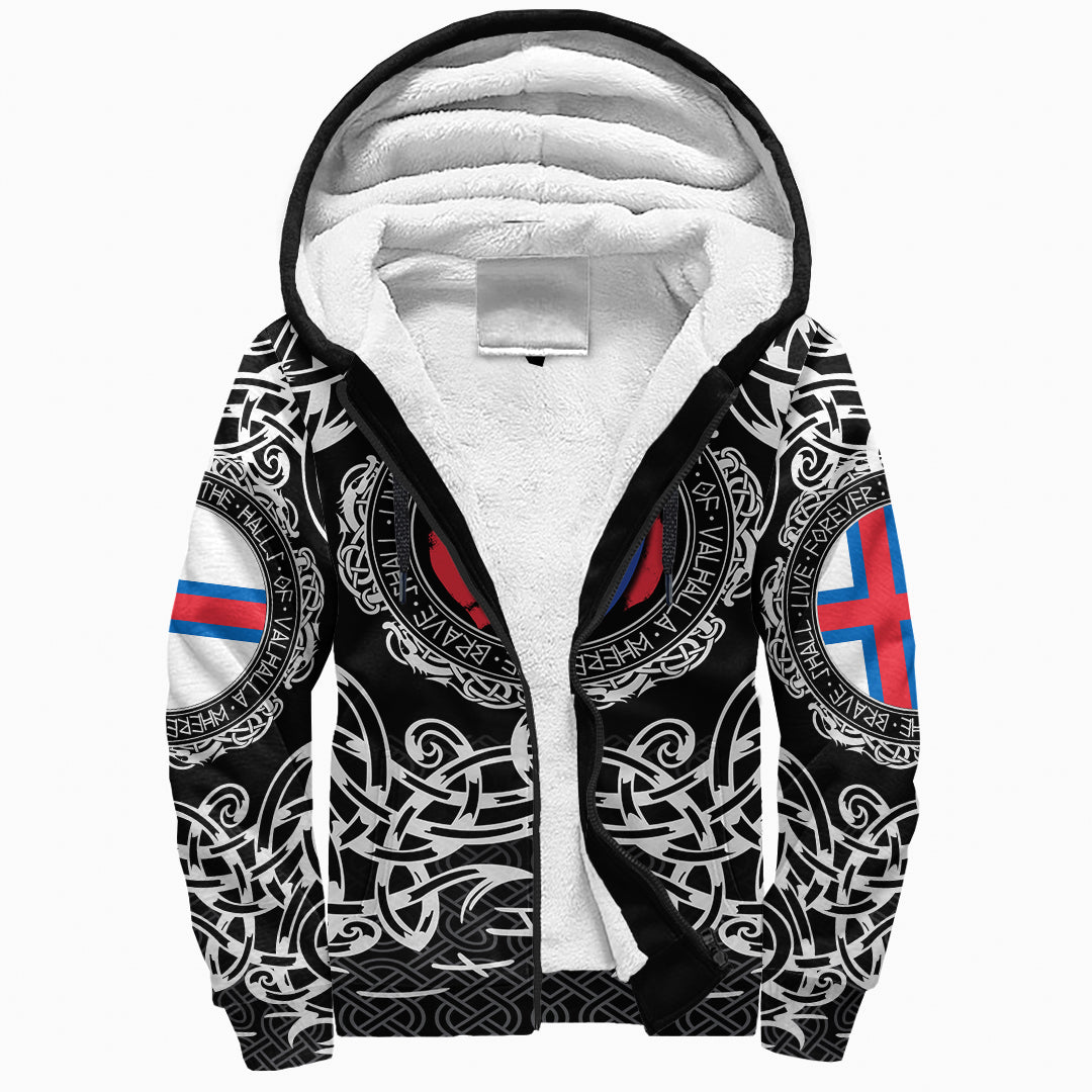 Viking Sherpa Hoodie Faroe Islands Pattern