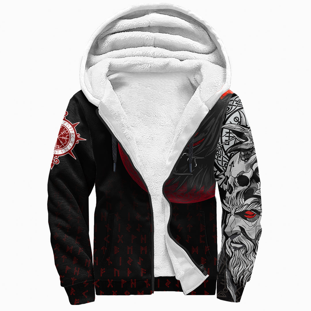 Viking Sherpa Hoodie Raven Blood Moon