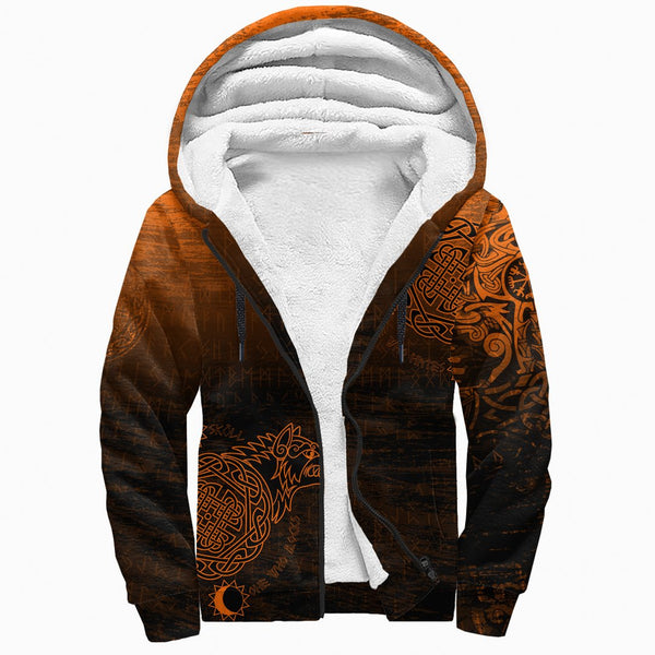 Viking Sherpa Hoodie Skoll And Hati Orange Style