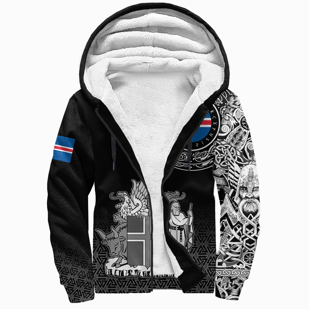 Viking Sherpa Hoodie Iceland Coat Of Arms