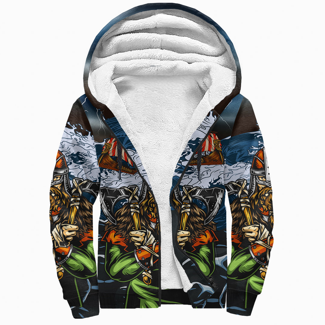 Viking Sherpa Hoodie 3D Odin