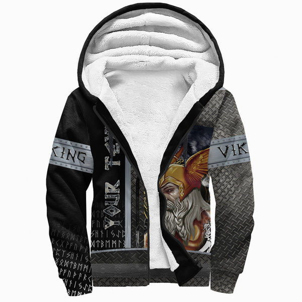 Custom Viking Sherpa Hoodie Odin Style Armor