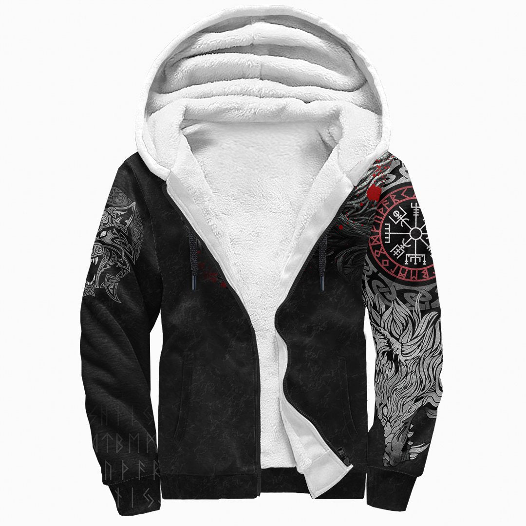 Viking Sherpa Hoodies Blood Fenrir Blood