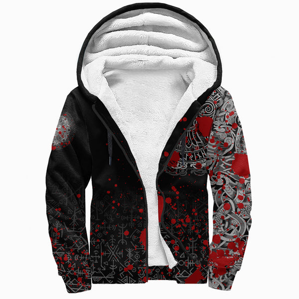 Viking Sherpa Hoodie Raven Celtic Tattoo Blood