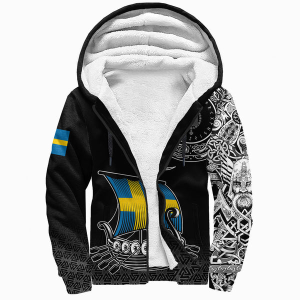 Viking Sherpa Hoodie Swedish Drakkar