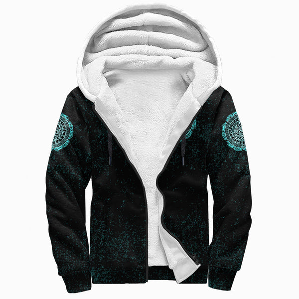 Viking Sherpa Hoodie Bear Claws Cyan Tattoo