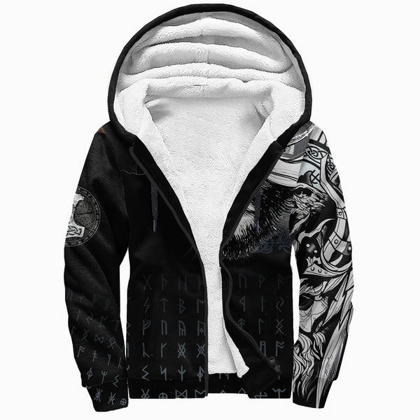 Viking Sherpa Hoodie Warrior Tattoo 3D