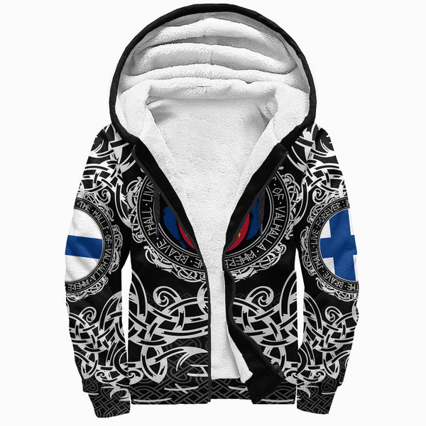 Viking Sherpa Hoodie Finland Pattern