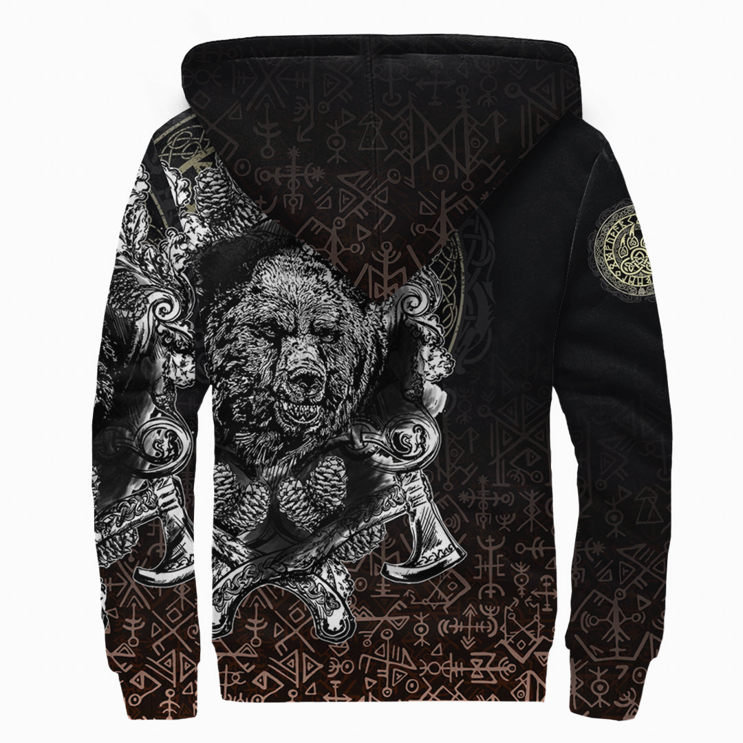 Viking Sherpa Hoodie Bear Claws and Hammer