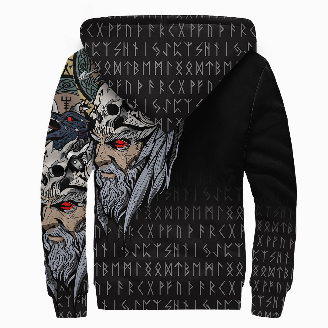 Custom Viking Sherpa Hoodie Odin Raven