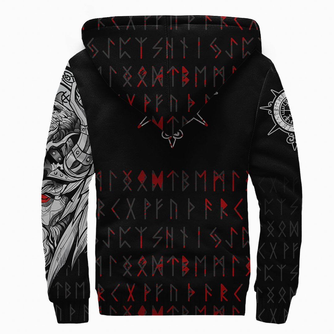 Viking Sherpa Hoodie Double Dragon Tattoo And Vegvisir Blood