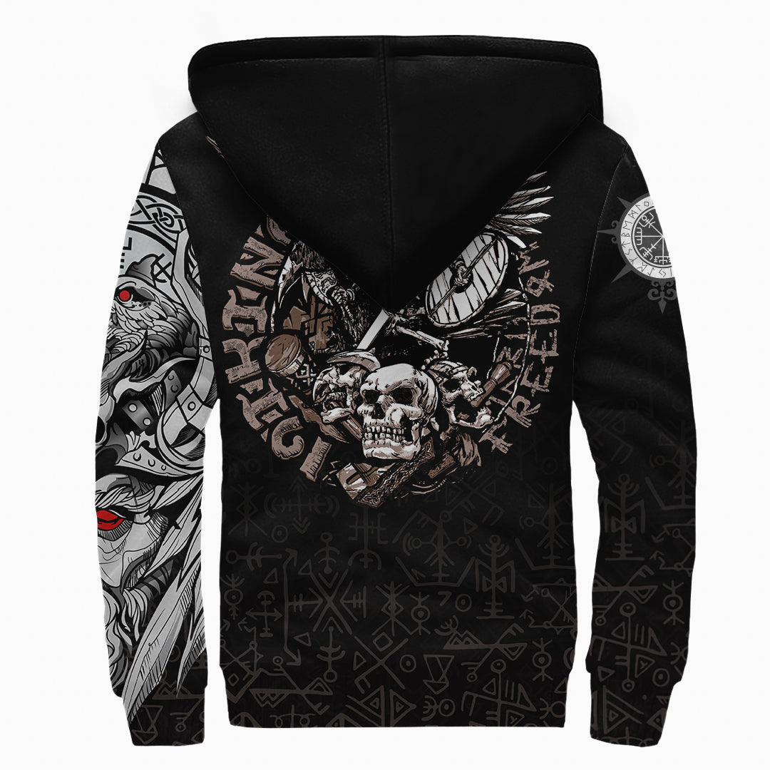 Viking Sherpa Hoodie Warrior Odin Tattoo