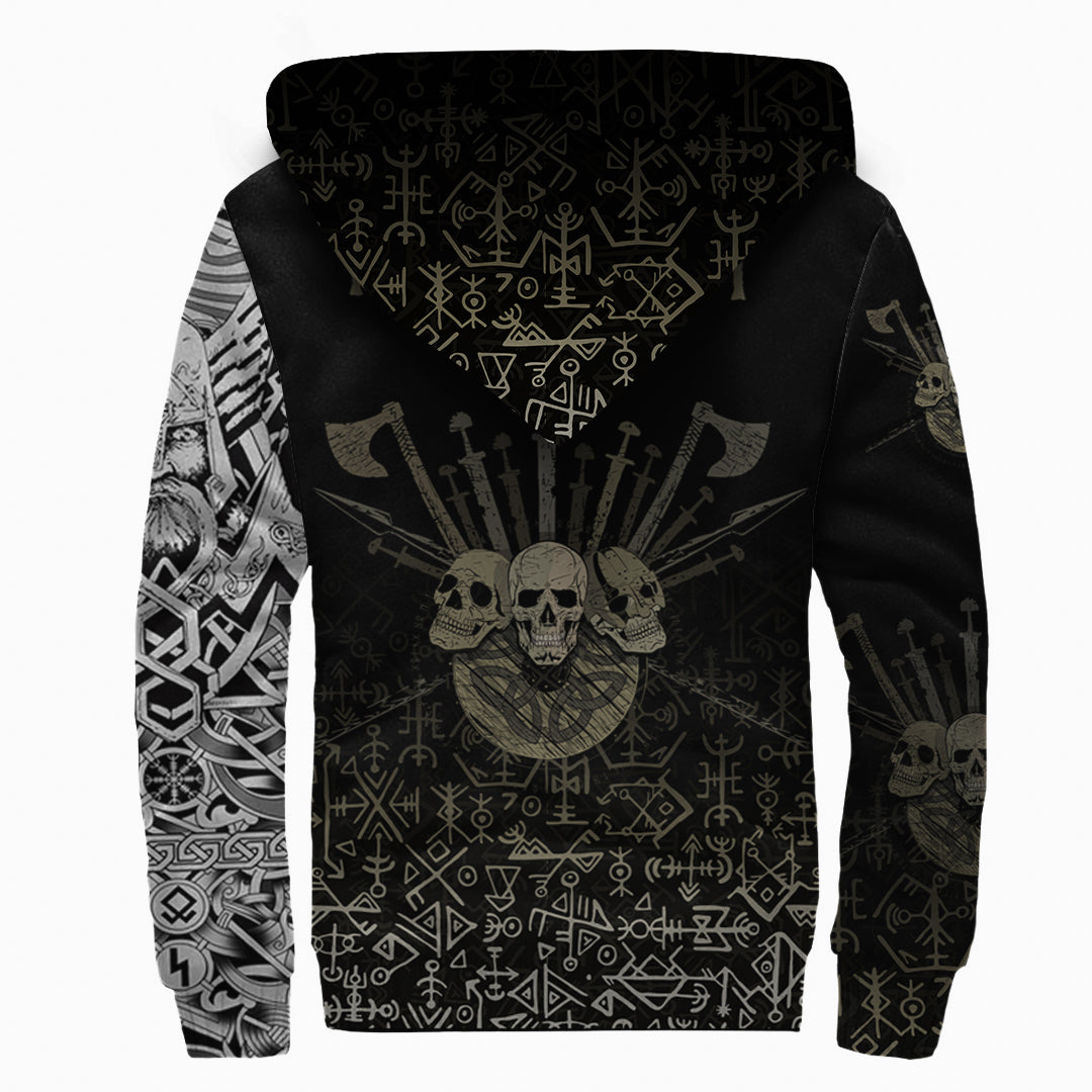 Custom Viking Sherpa Hoodie Three Skull Of Viking Sherpa Hoodie