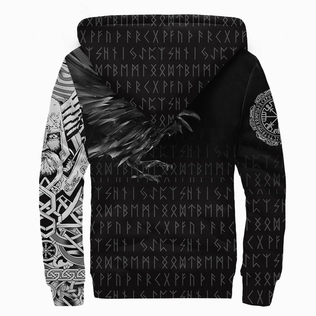 Viking Sherpa Hoodie The Raven Of Odin Rune