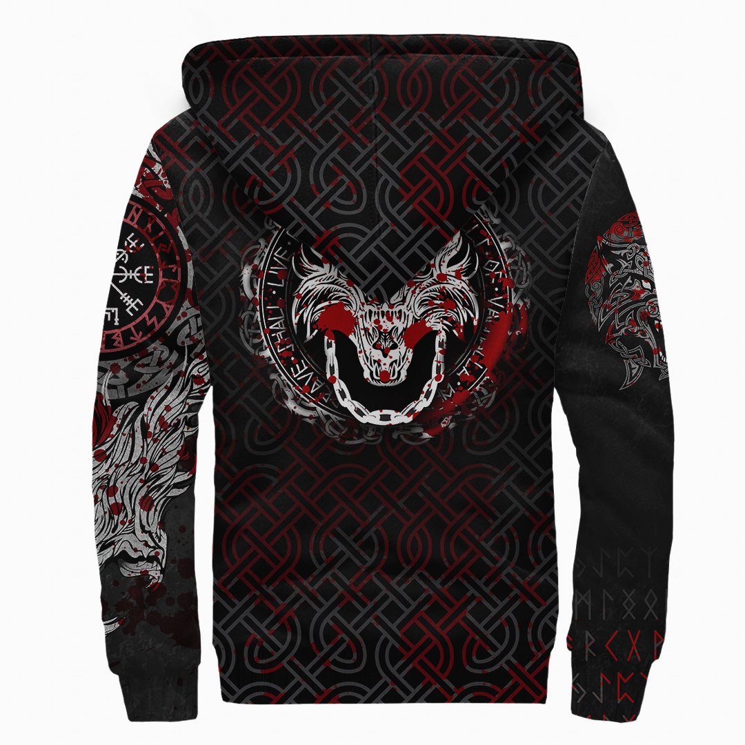 Viking Sherpa Hoodie Fenrir Blood 3D