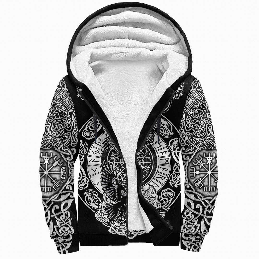Viking Sherpa Hoodie Raven And Wolf