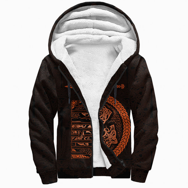 Viking Sherpa Hoodie Fierce Wolf Totemic Animal