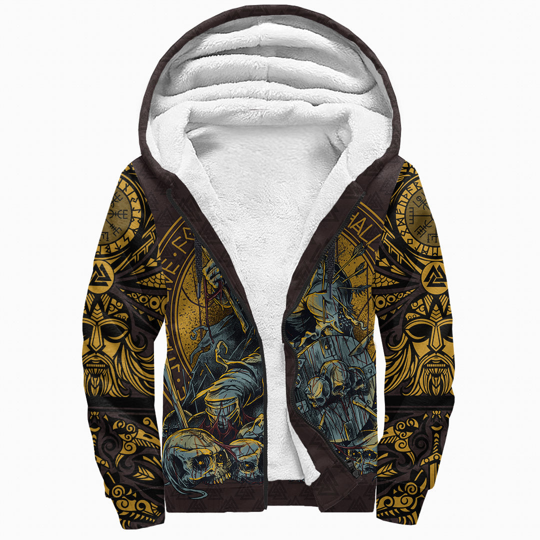 Viking Sherpa Hoodie Warrior Shield Skull