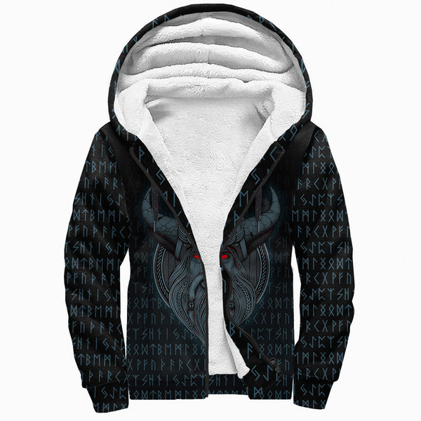 Viking Sherpa Hoodie Odin Angry