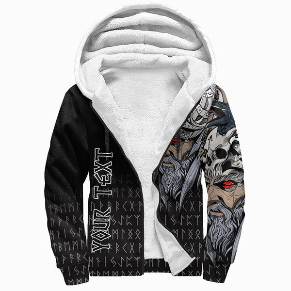 Custom Viking Sherpa Hoodie Odin Raven