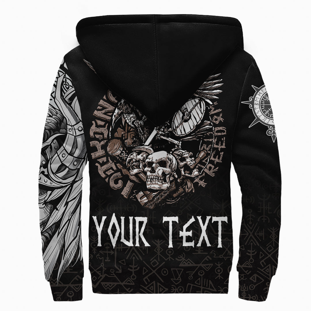 Custom Viking Sherpa Hoodie Warrior Odin Tattoo